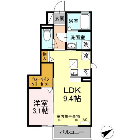 サンリット A棟(1LDK/1階)の間取り写真