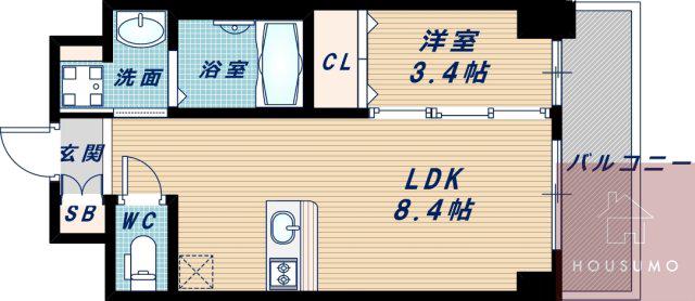 プレサンス新大阪ジェイズ(1LDK/2階)の間取り写真