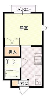 レディース・762(1K/1階)の間取り写真
