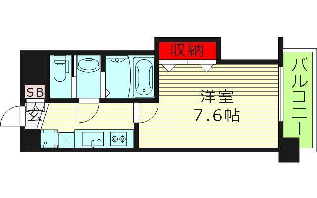 LUXE玉造I(1K/5階)の間取り写真