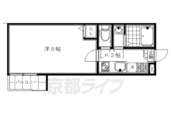 フラッティ西本願寺(1K/3階)の間取り写真