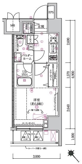 LUMEED横濱鶴見(1K/8階)の間取り写真