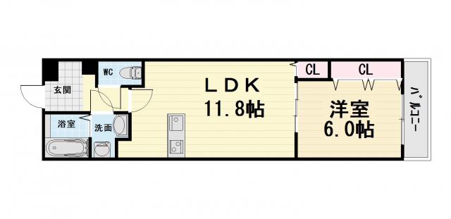 アーバンフォレスト高石(1LDK/2階)の間取り写真