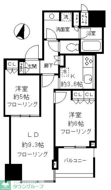大崎ウエストシティタワーズE棟(2LDK/7階)の間取り写真