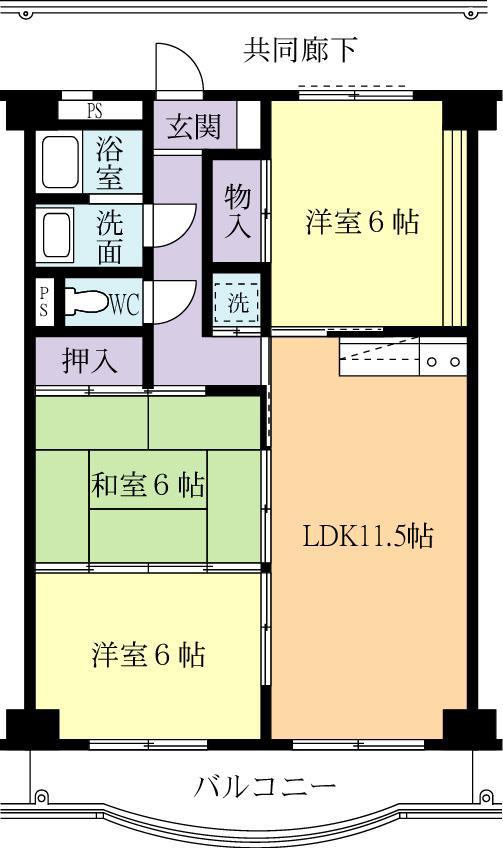 エトワール松代(3LDK/2階)の間取り写真