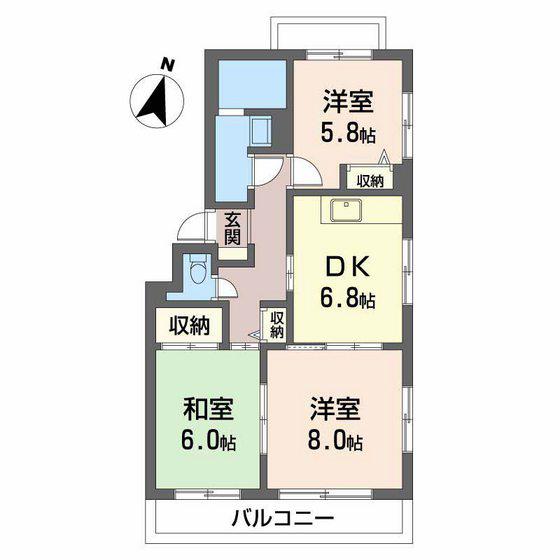 ベイヒル宮島口(3DK/3階)の間取り写真