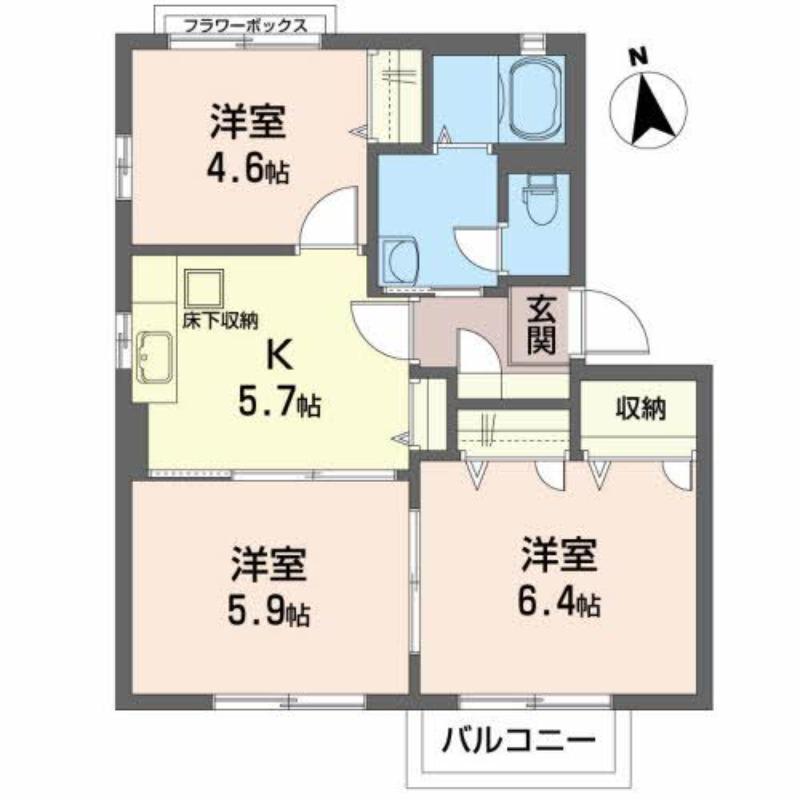 ハウス・パディC(3K/1階)の間取り写真