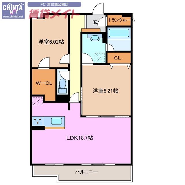GARDENHOUSE 大谷町I(2LDK/2階)の間取り写真