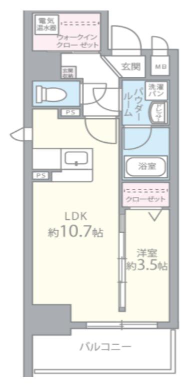 ソシオ心斎橋(1LDK/4階)の間取り写真