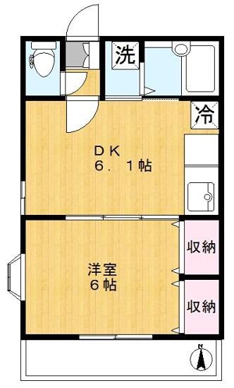 プランドール(1DK/2階)の間取り写真