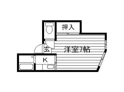 ヒルズ台原(1K/2階)の間取り写真