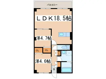 グランデルつつじ台(2LDK/3階)の間取り写真