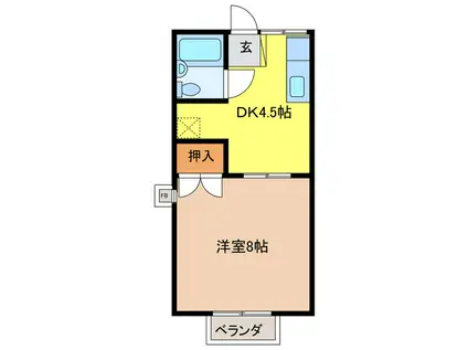 ユニメントオカダ(1DK/1階)の間取り写真