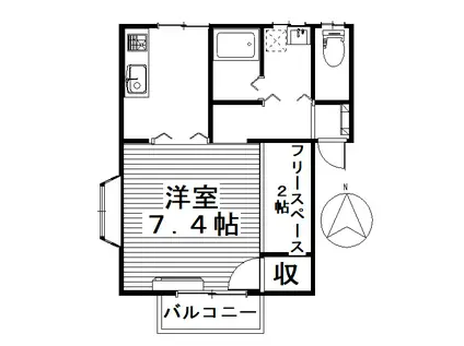 ハイツリッチ前橋A(1K/2階)の間取り写真