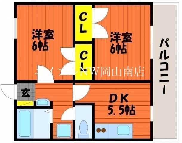 パルフィオーレF(2DK/2階)の間取り写真