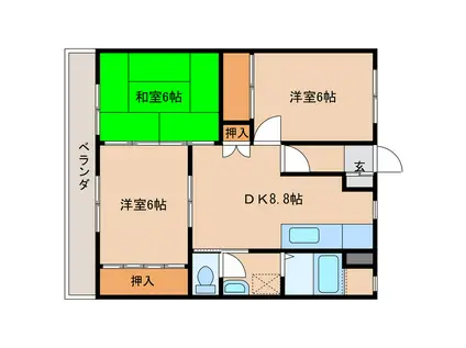 前田アパート(3DK/2階)の間取り写真