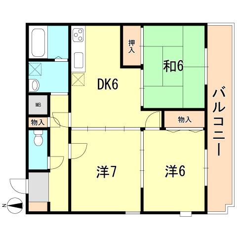 ハイム屋敷本(3DK/2階)の間取り写真
