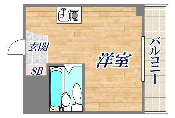 ロイヤルコート西宮門戸(ワンルーム/2階)の間取り写真
