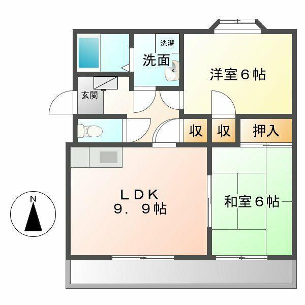 サクセス II(2LDK/4階)の間取り写真