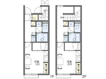 レオパレス鉄輪(1K/2階)の間取り写真