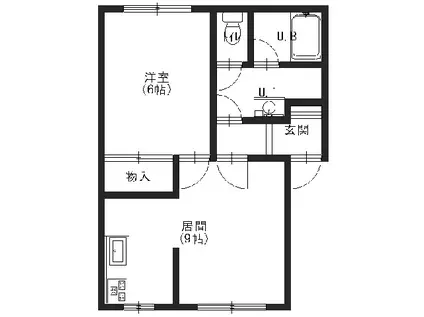 貴光ハイツII(1LDK/1階)の間取り写真