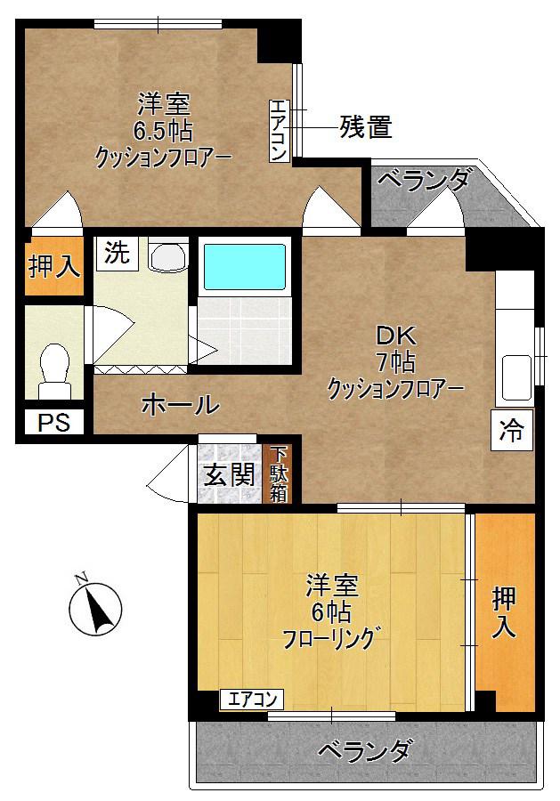 西山ビル(2DK/3階)の間取り写真