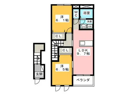 AVENIR M`S(2DK/2階)の間取り写真