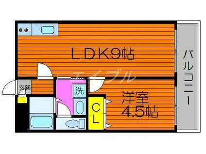 コーポ平福(1LDK/3階)の間取り写真