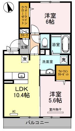 トランキール沖代(2LDK/3階)の間取り写真
