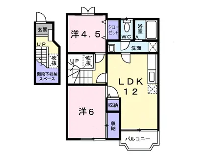 リセスガーデンII(2LDK/2階)の間取り写真