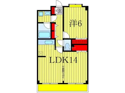 ウイングコート(1LDK/2階)の間取り写真