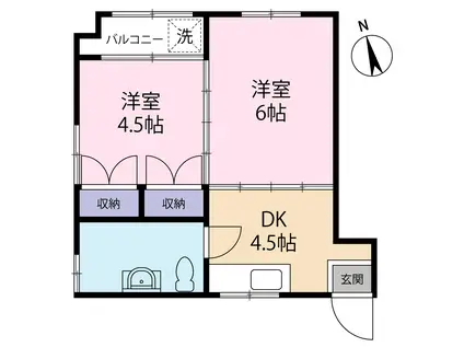 丸豊商事ビル6(2DK/4階)の間取り写真