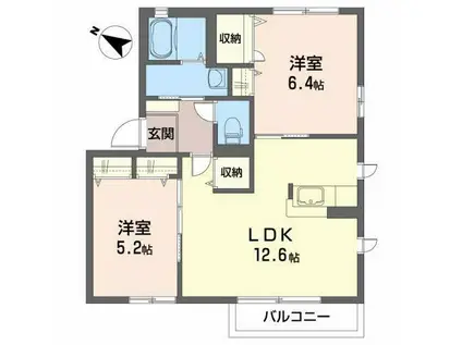 シャーメゾン・ロッシュA(2LDK/2階)の間取り写真