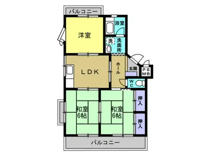レジデンス栄II(3DK/3階)の間取り写真