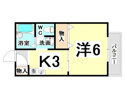 園田大谷ハイツ(1K/2階)の間取り写真