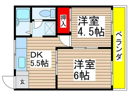 セントパークハイツ(2DK/2階)の間取り写真