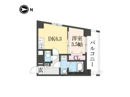 ファステート京都東寺グラン(1DK/2階)の間取り写真