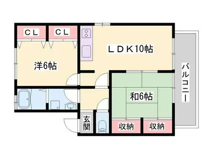 ハイカムールユウ(2LDK/1階)の間取り写真