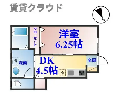 ナリトモ大巌寺D(1DK/1階)の間取り写真