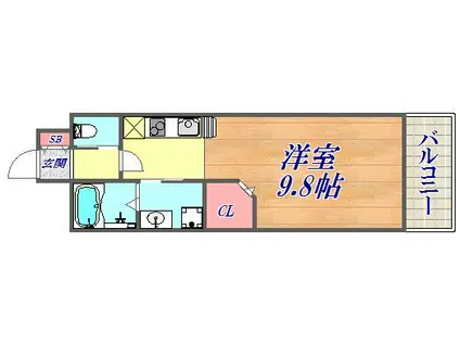 グランドオーク神戸北野(ワンルーム/3階)の間取り写真