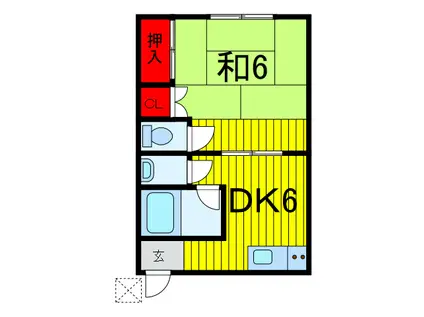岡本ハウス(1DK/2階)の間取り写真