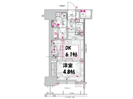 プレサンスロジェ名古屋駅GATEFRONT(1DK/8階)の間取り写真