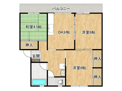 グリーンハイツ淞南(3DK/5階)の間取り写真