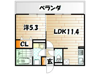 M・K・K下富野(1LDK/1階)の間取り写真
