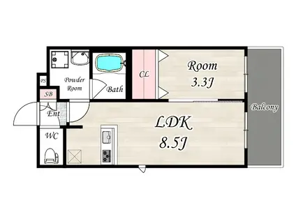 WELLSQUARETOYONAKA(1LDK/3階)の間取り写真