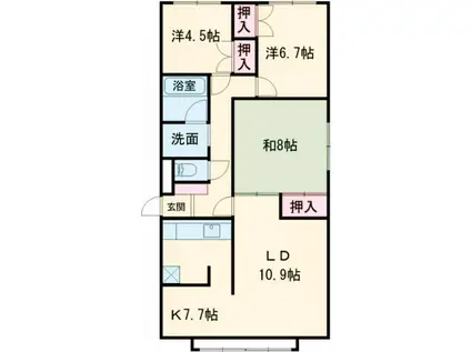 レストフル富岡(3LDK/2階)の間取り写真