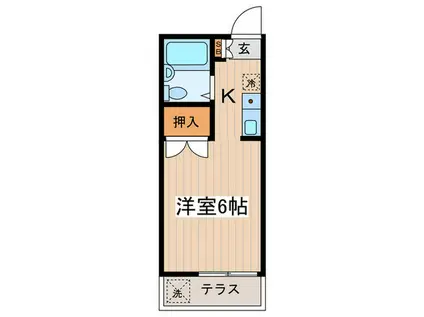 サニーハイツ大澤(1K/1階)の間取り写真