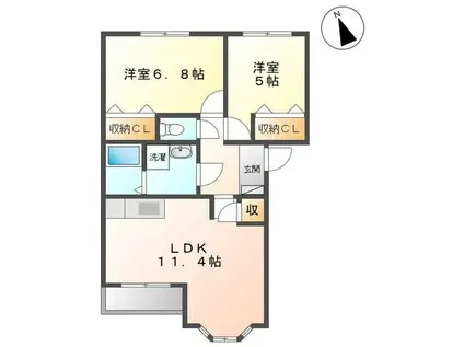 ヴィータローザ(2LDK/2階)の間取り写真