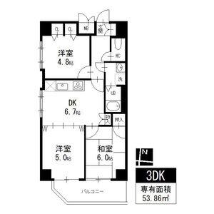 エミネンス石川橋(3DK/4階)の間取り写真