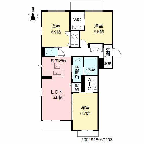 ハッピーステイ(3LDK/2階)の間取り写真